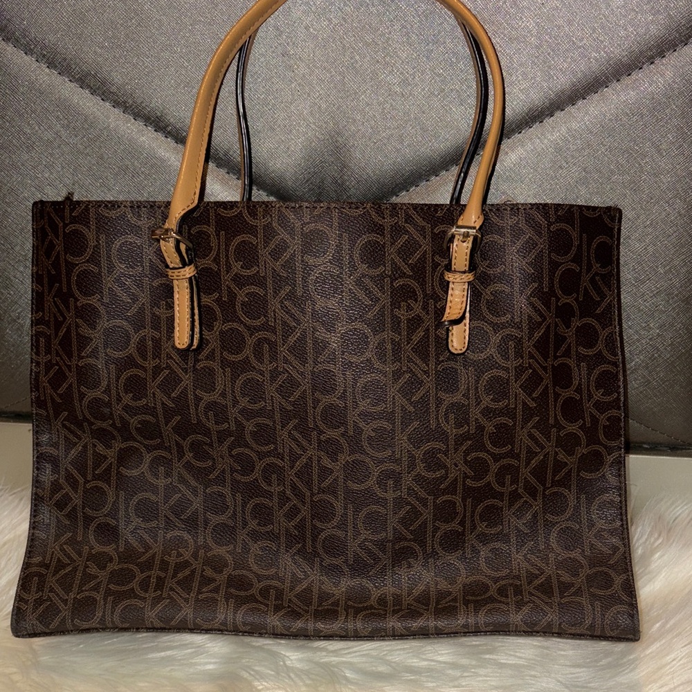 Calvin Klein Dark Brown Monogram Tote